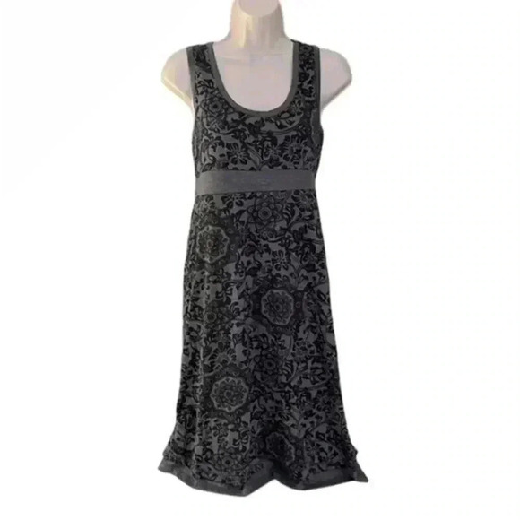 Eddie Bauer Tank Dress Gray Black Floral Medium - Picture 1 of 6